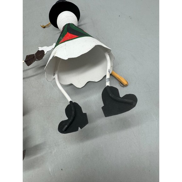 Cowboy & Snowman Metal Christmas Ornaments Hand-Painted Rustic Holiday Set Of 2 - Picture 9 of 9